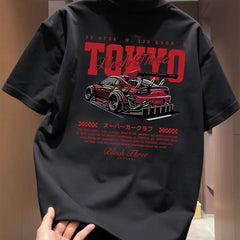 Overseas order backlog~Withdrawn short sleeved T-shirt printed round neck loose and versatile trendy brand casual pure cotton top with logo trimming