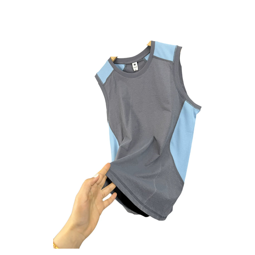 Mountain outdoors! Men and women can wear it! Foreign trade men's summer quick drying breathable contrasting casual T-shirt sports vest