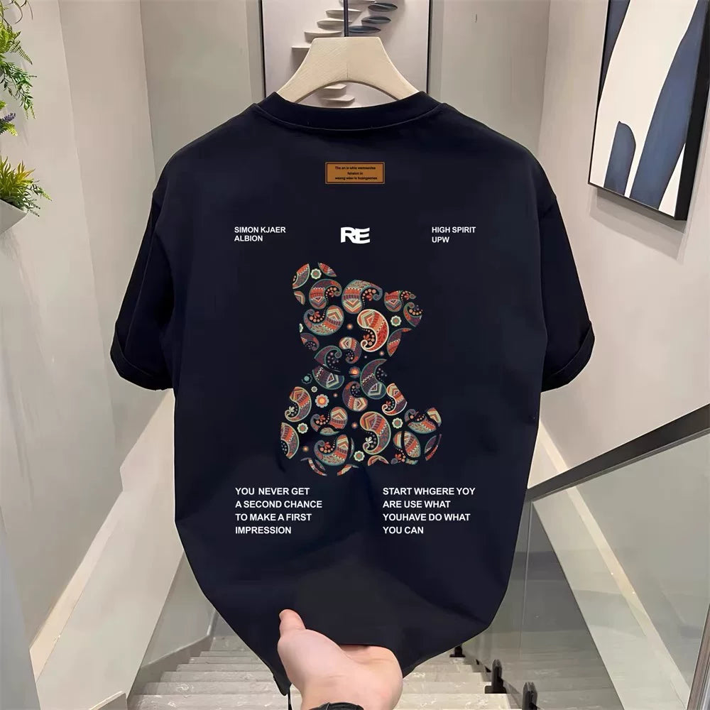 Foreign trade trimming tags, tail order, short sleeved T-shirt, trendy brand clothes, men's and women's loose cotton round neck half sleeved T-shirt ins
