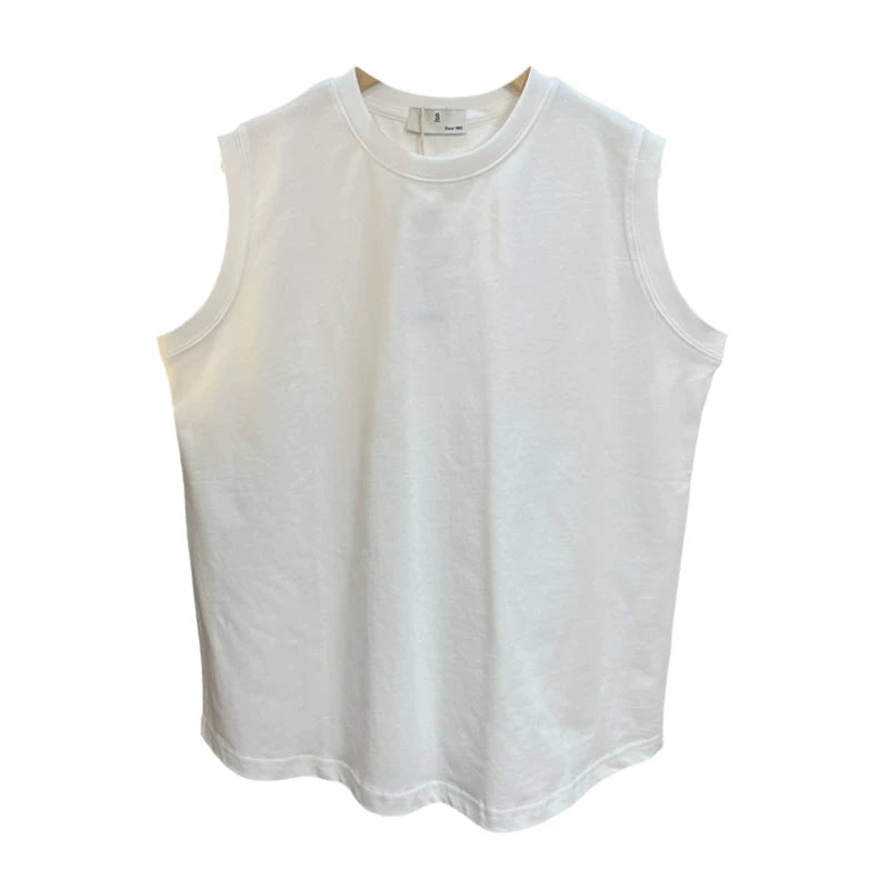 Heavy weight 280g! Summer men's foreign trade pure cotton knitted vest American heavy weight solid color basketball sports vest trend