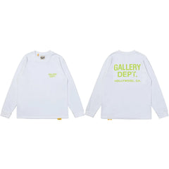 Gallery Dept. Hollywood Logo Long Sleeve T-Shirt - White/Neon Yellow