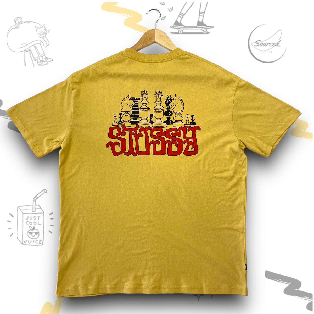 Stüssy Yellow Chess Pieces T-shirt