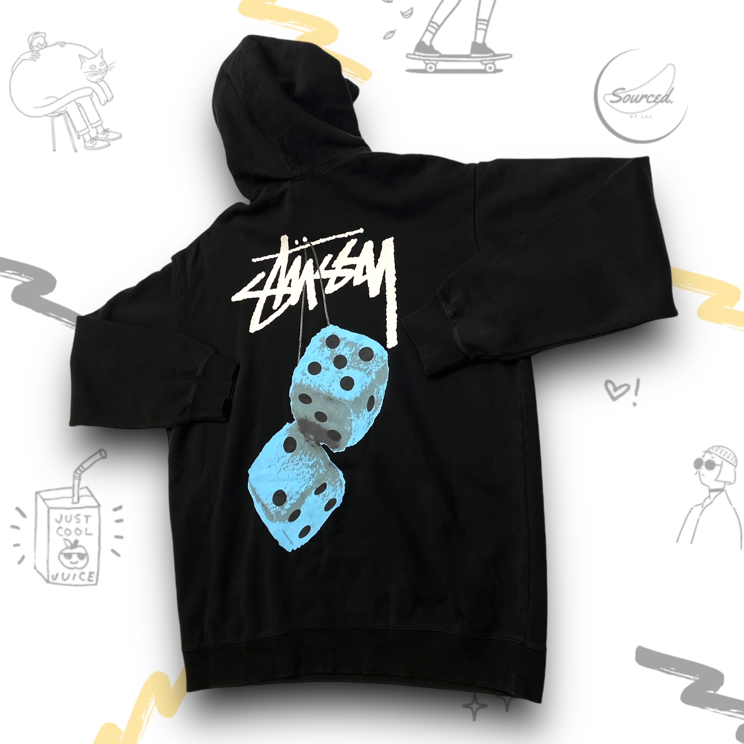 Stüssy Blue Dice Hoodie Back Graphic
