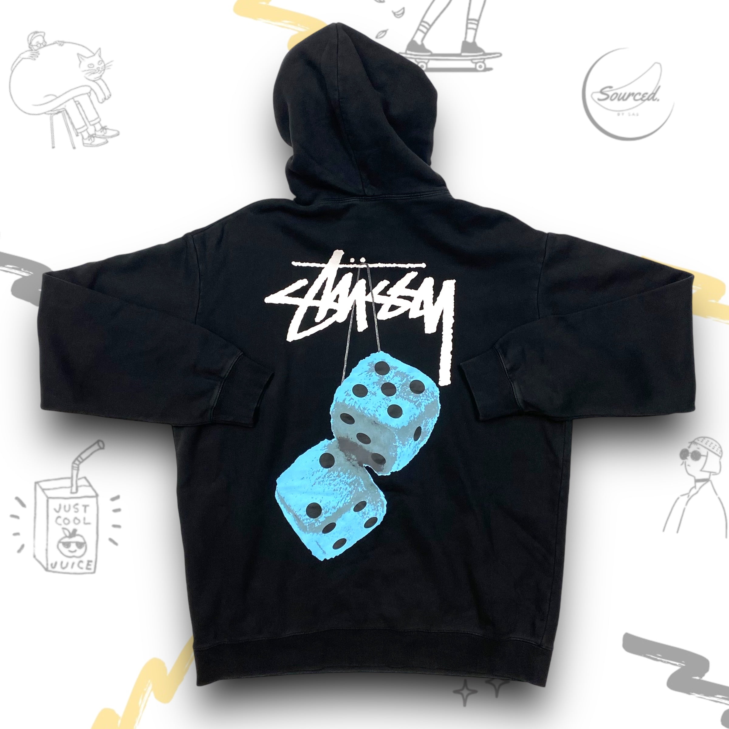Stüssy Blue Dice Hoodie Back Graphic