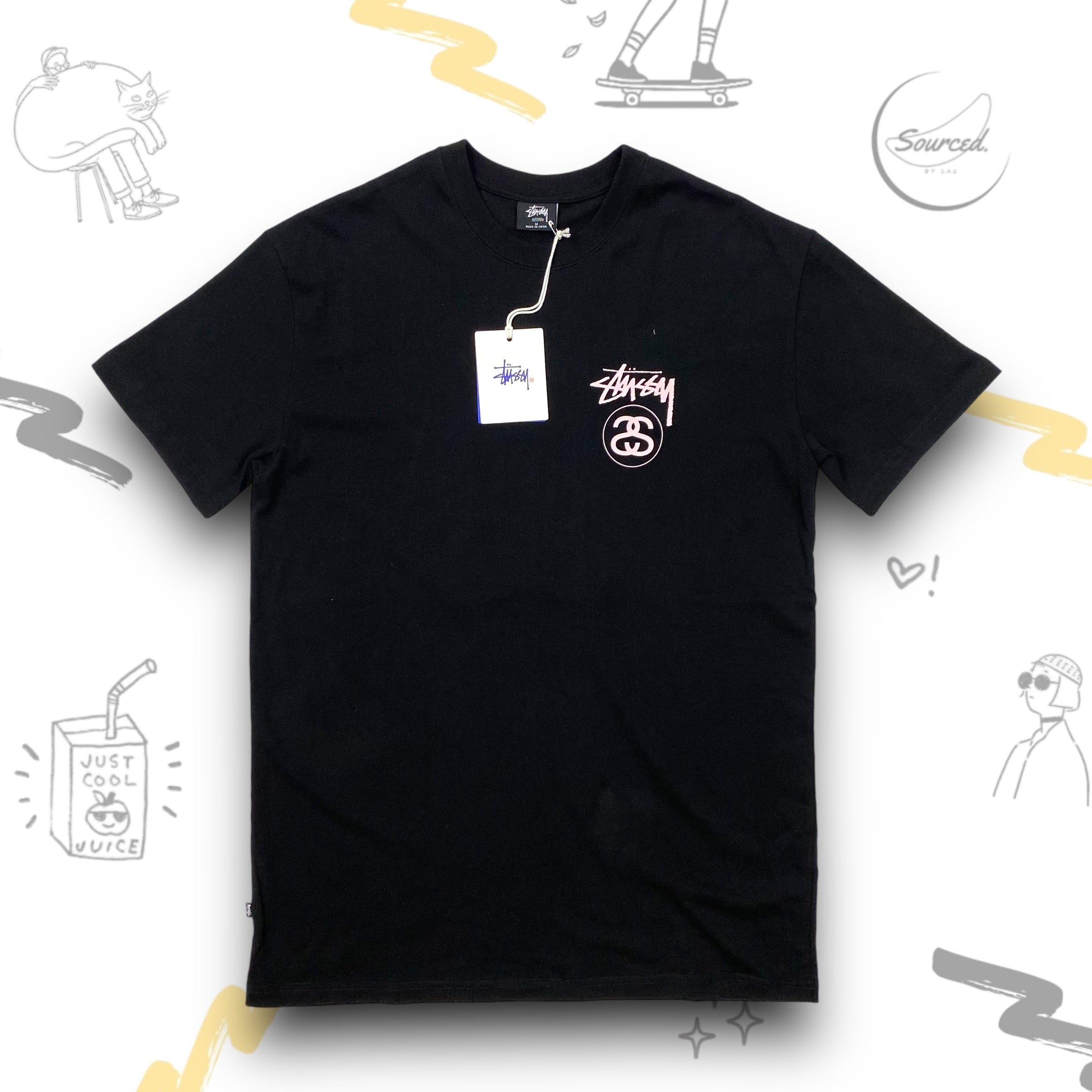 Stussy Black Double "S" light pink Print Graphic