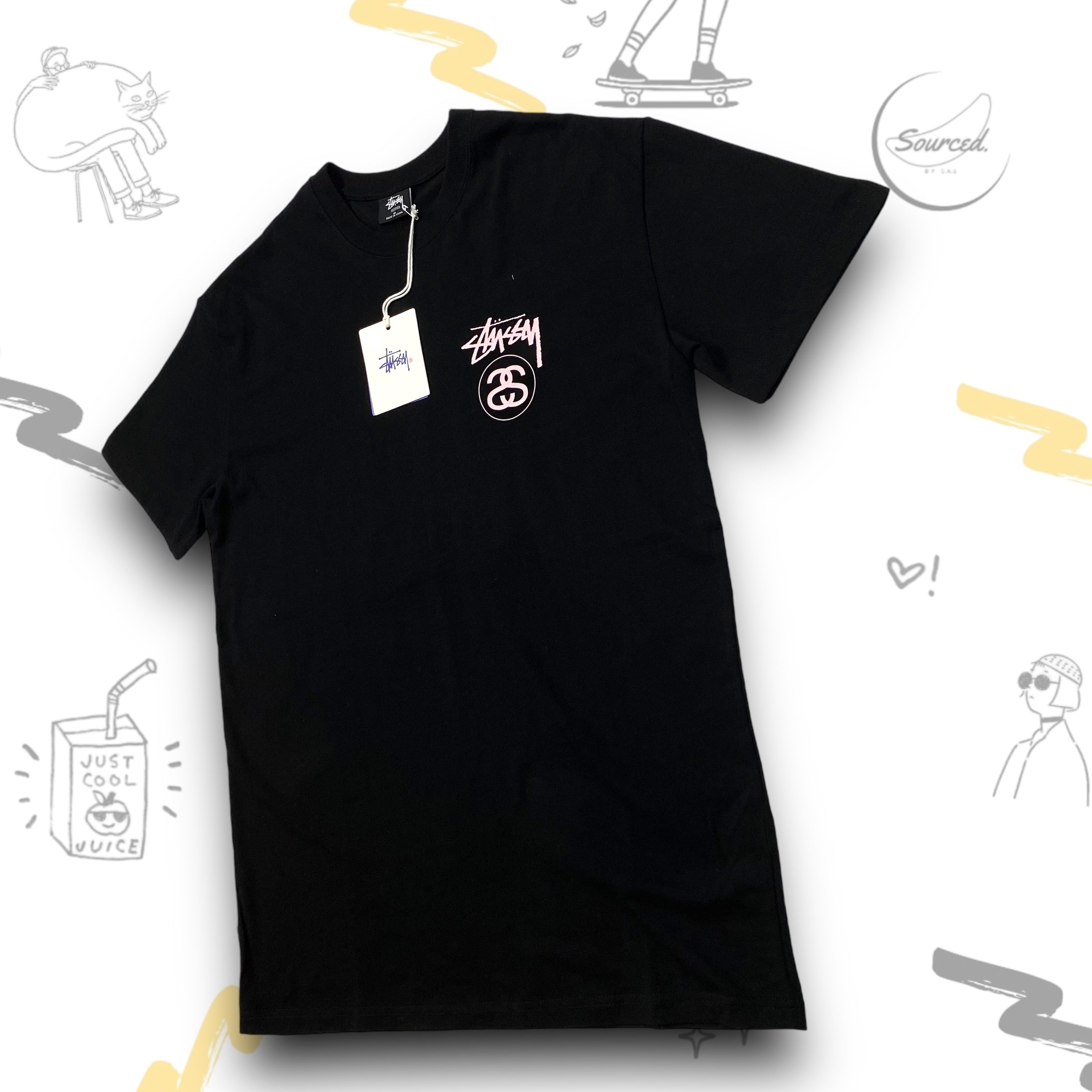 Stussy Black Double "S" light pink Print Graphic