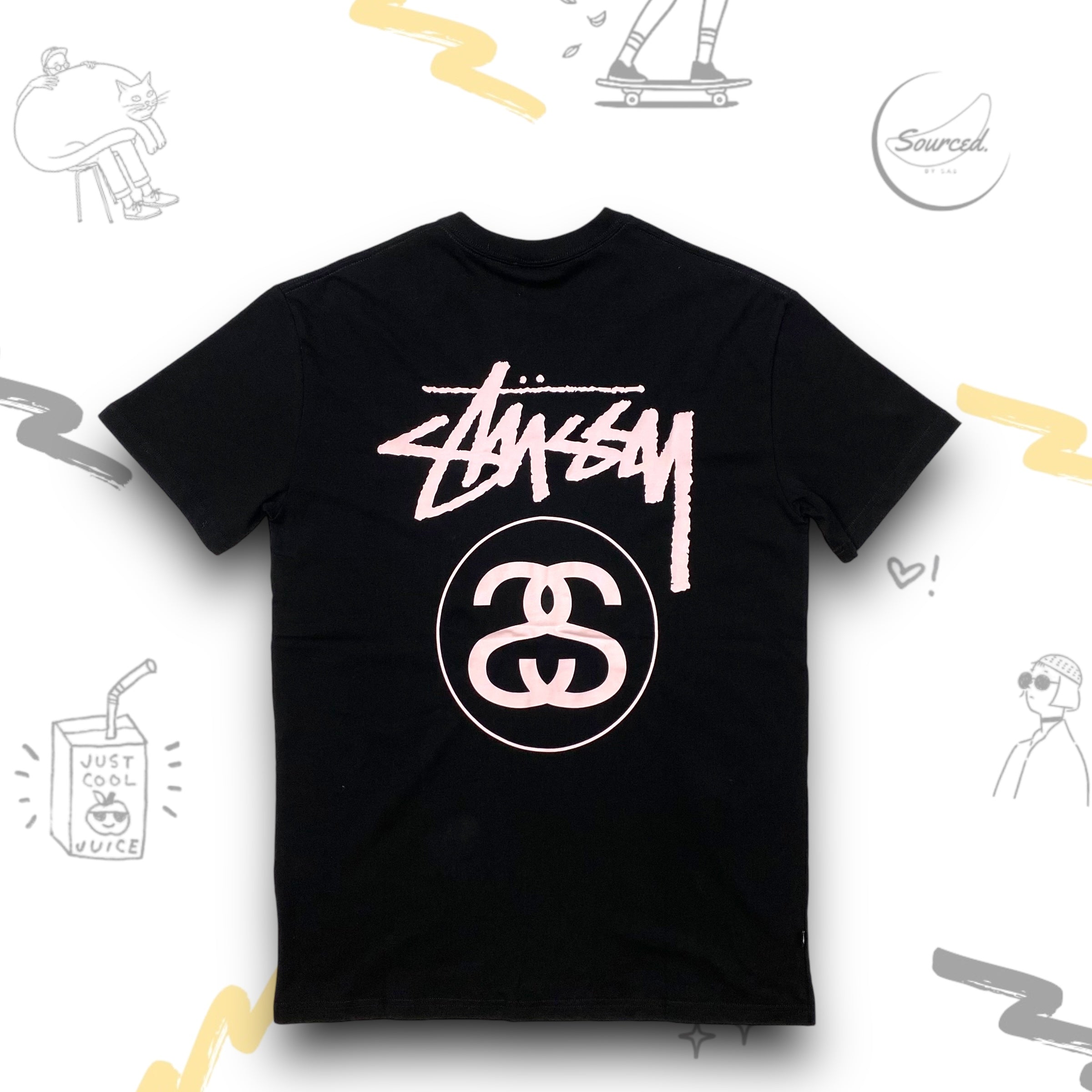Stussy Black Double "S" light pink Print Graphic