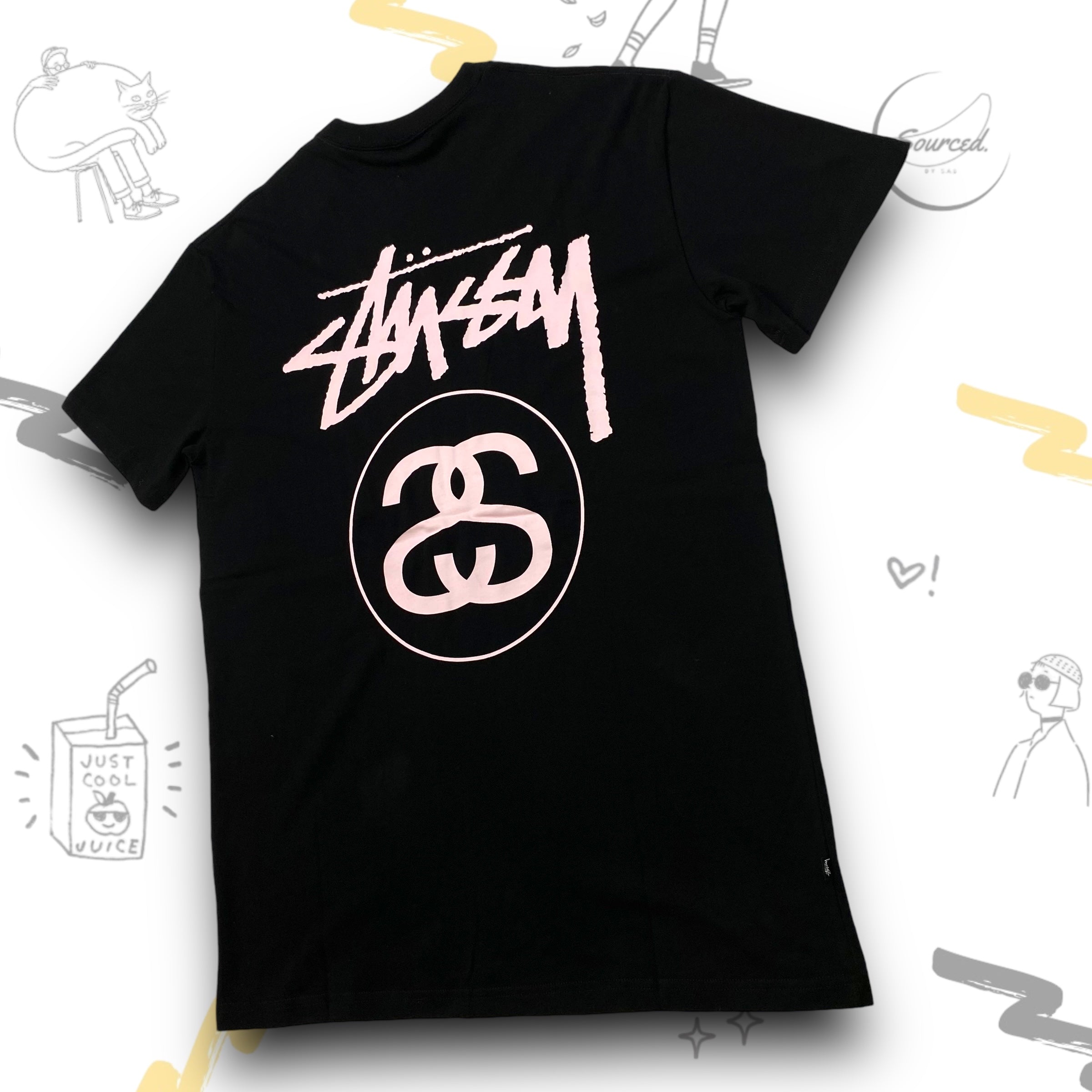 Stussy Black Double "S" light pink Print Graphic