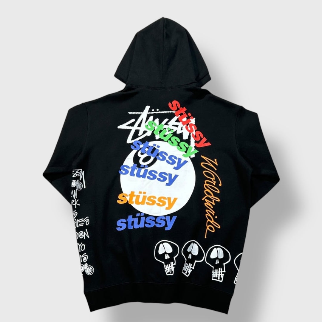 Stüssy Black Hoodie With 8 Ball Graphic On The Back