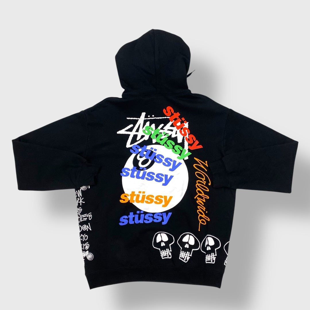 Stüssy Black Hoodie With 8 Ball Graphic On The Back