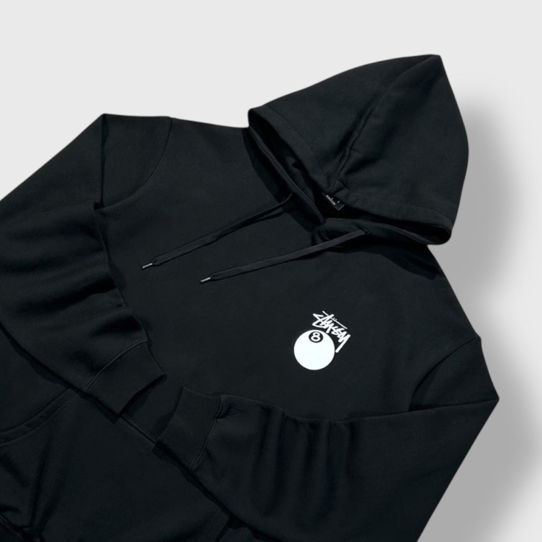 Stüssy Black Hoodie With 8 Ball Graphic On The Back