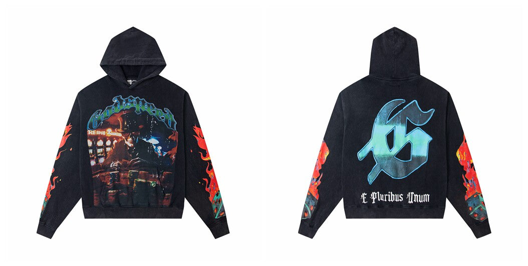 Vintage "Godspeed" High Roller Skeleton Oversized Hoodie