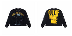 Godspeed "Out of Many, One" Cyborg Profile Graphic Black Long Sleeve Tee