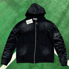 Vale Forever Vintage Wash Graphic Full-Zip Hoodie (Black / Track Print)