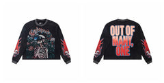 Godspeed "Out of Many, One" VR Headset Skeleton Floral Graphic Black Long Sleeve Tee