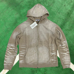 Vale Forever Vintage Wash Graphic Full-Zip Hoodie (Khaki / Valley Track)