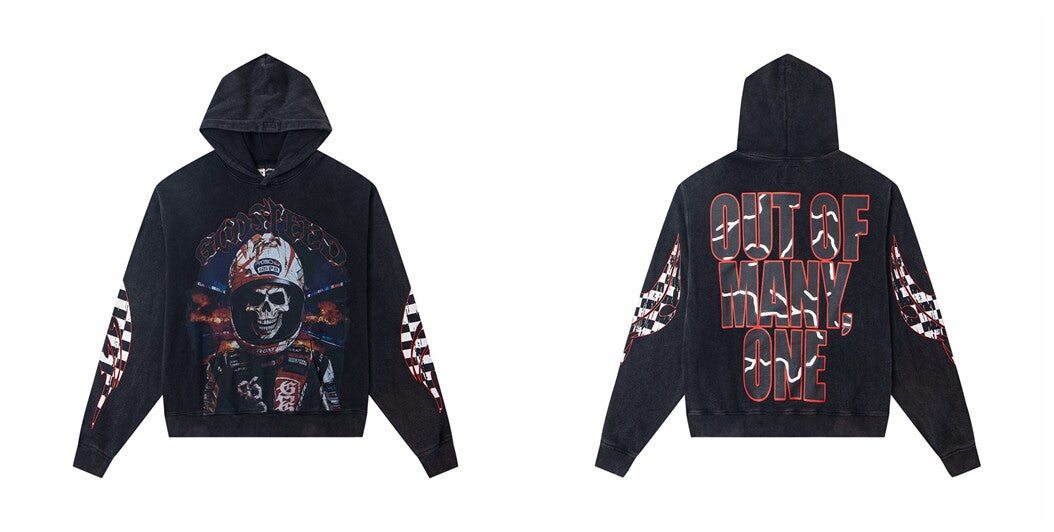 Vintage "Godspeed" Racing Skull Oversized Hoodie