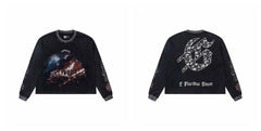Godspeed "E Pluribus Unum" Burning Hollywood Sign Graphic Black Long Sleeve Tee