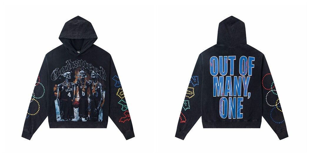 Vintage "Godspeed" Basketball Skeletons Oversized Hoodie