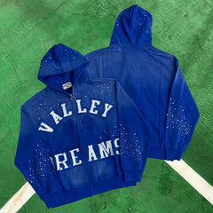 Vale Forever Rhinestone Embellished Full-Zip Hoodie (Blue / Vale Forever Arc)