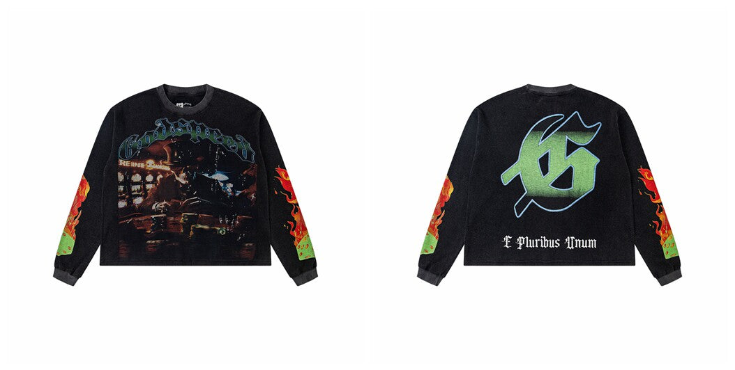 Godspeed "E Pluribus Unum" Bar Scene Graphic Black Long Sleeve Tee