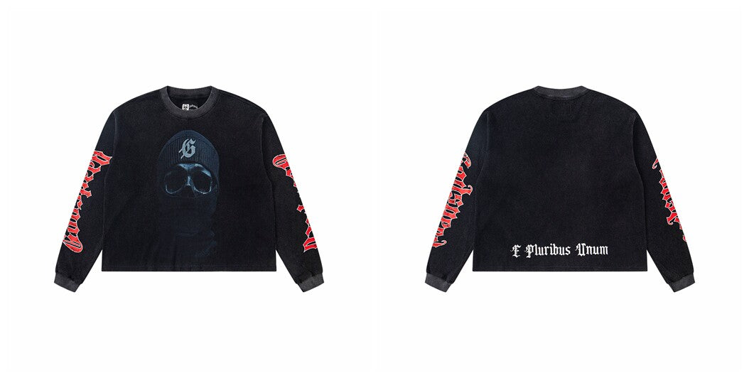 Godspeed "E Pluribus Unum" Balaclava Skull Graphic Black Long Sleeve Tee