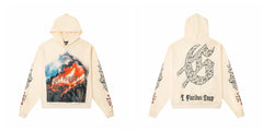 Vintage "Godspeed" Hollywood Burning Oversized Beige Hoodie