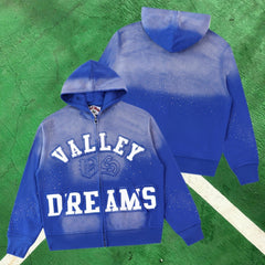 Vale Forever Rhinestone Embellished Full-Zip Hoodie (Blue / Vale Forever Starry Back)