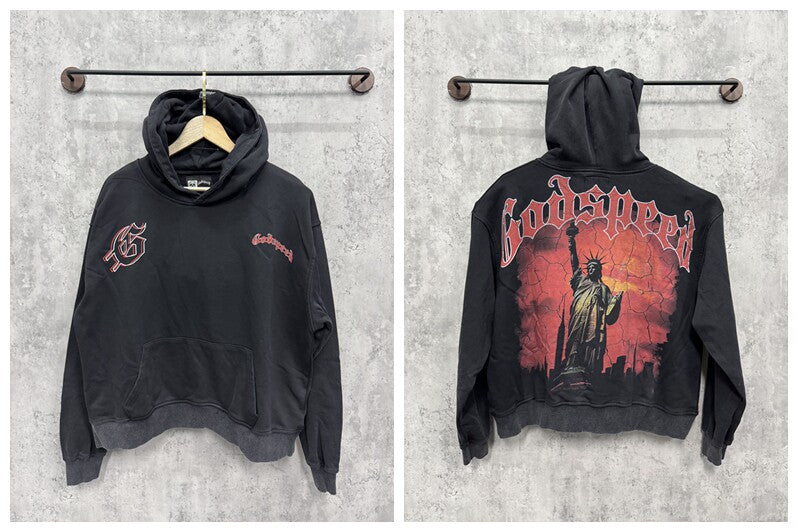Vintage "Godspeed" Statue of Liberty Oversized Hoodie