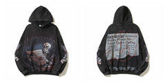 Vintage "Godspeed" Black Monday Newspaper Skull Oversized Hoodie