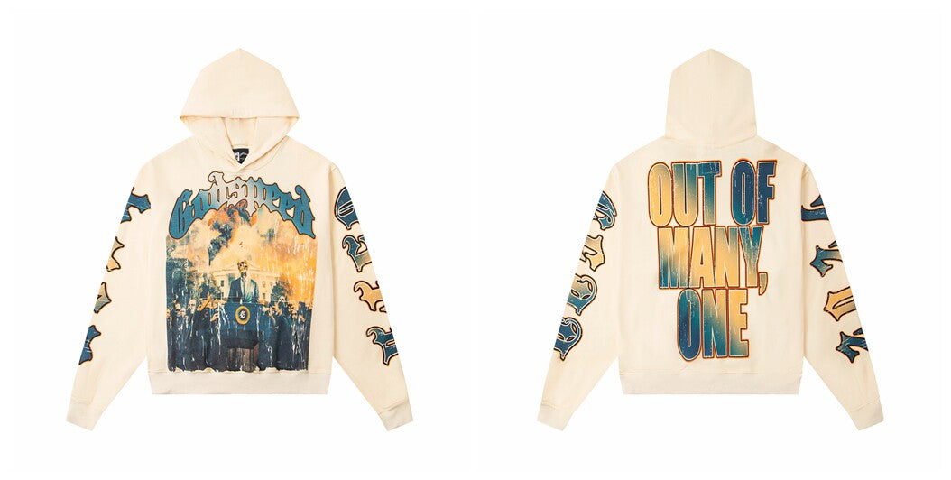 Vintage "Godspeed" White House Chaos Oversized Beige Hoodie