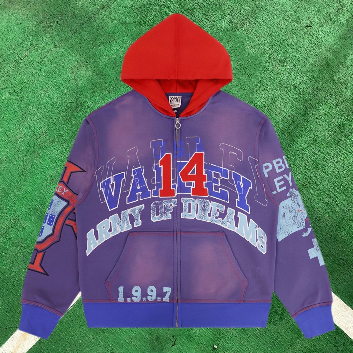 Vale Forever Graphic Full-Zip Hoodie (Purple / Army of Dreams & Number 14)