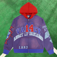 Vale Forever Graphic Full-Zip Hoodie (Purple / Army of Dreams & Number 14)