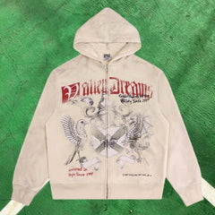 Vale Forever Graphic Full-Zip Hoodie (Cream / Crest & Dragon Coat of Arms)