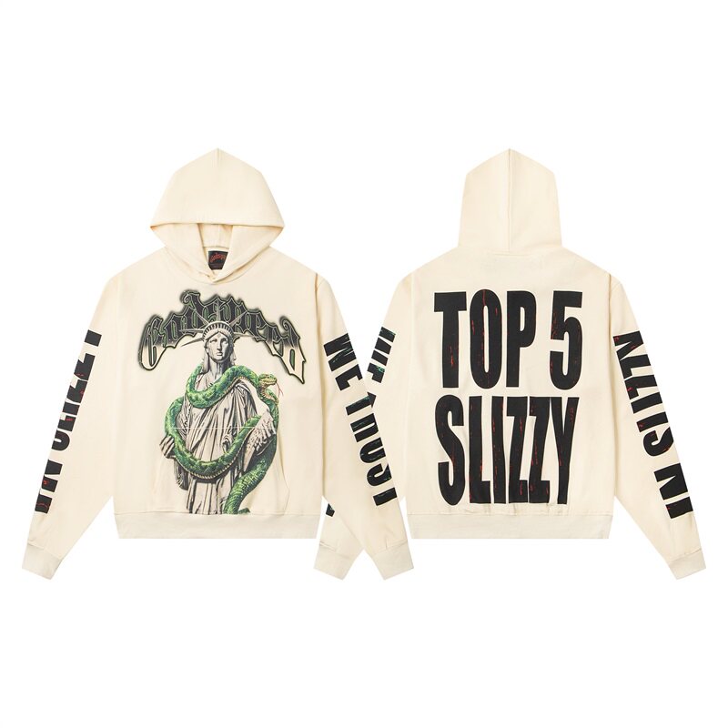 Vintage "Godspeed" Top 5 Slizzy Oversized Beige Hoodie