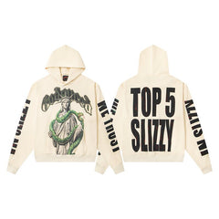 Vintage "Godspeed" Top 5 Slizzy Oversized Beige Hoodie