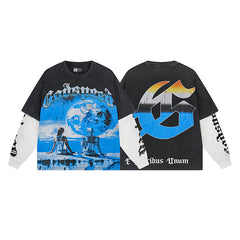 Godspeed "E Pluribus Unum" Globe and Figures Black Layered-Look Long Sleeve Tee