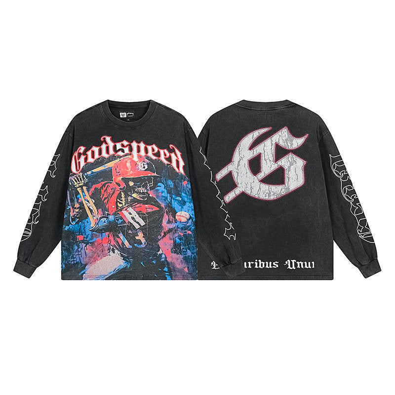 Godspeed "E Pluribus Unum" Baseball Batter Black Long Sleeve Tee