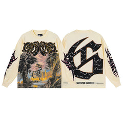 Godspeed BMX Rider Graphic Beige Long Sleeve Tee