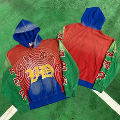 Vale Forever Contrast Stitch Full-Zip Hoodie (Multi-Color / Red, Blue, & Green Spiral Target)