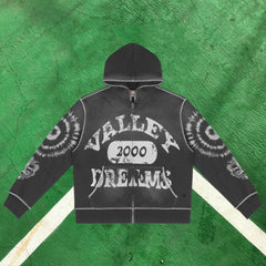 Vale Forever 2000 Contrast Stitch Full-Zip Hoodie (Black / White Branding)