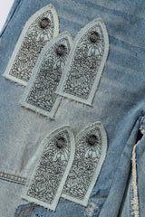 PATCHED ARCH BLOWOUT DENIM SHORT
