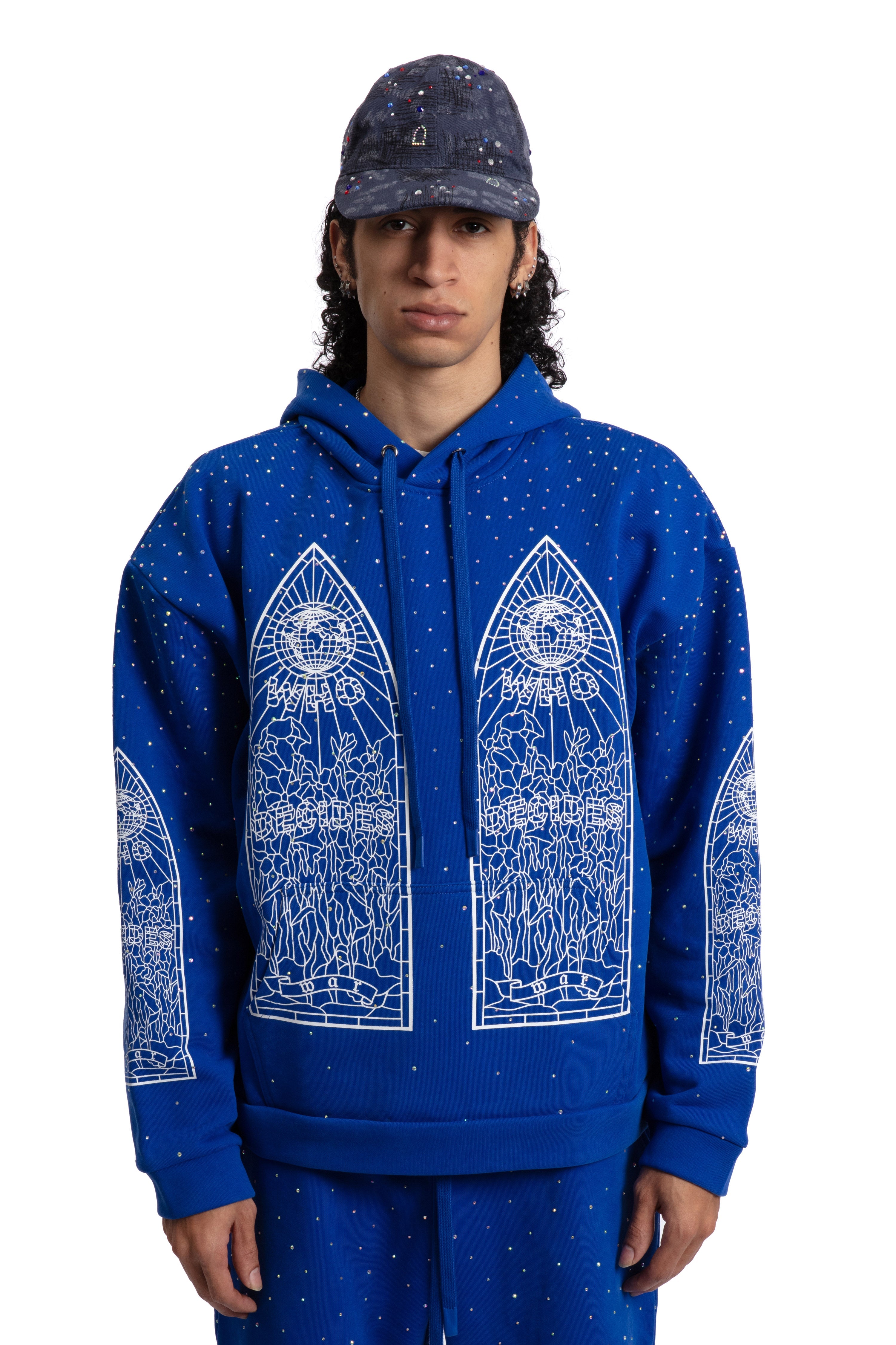 RHINESTONE HOODED PULLOVER