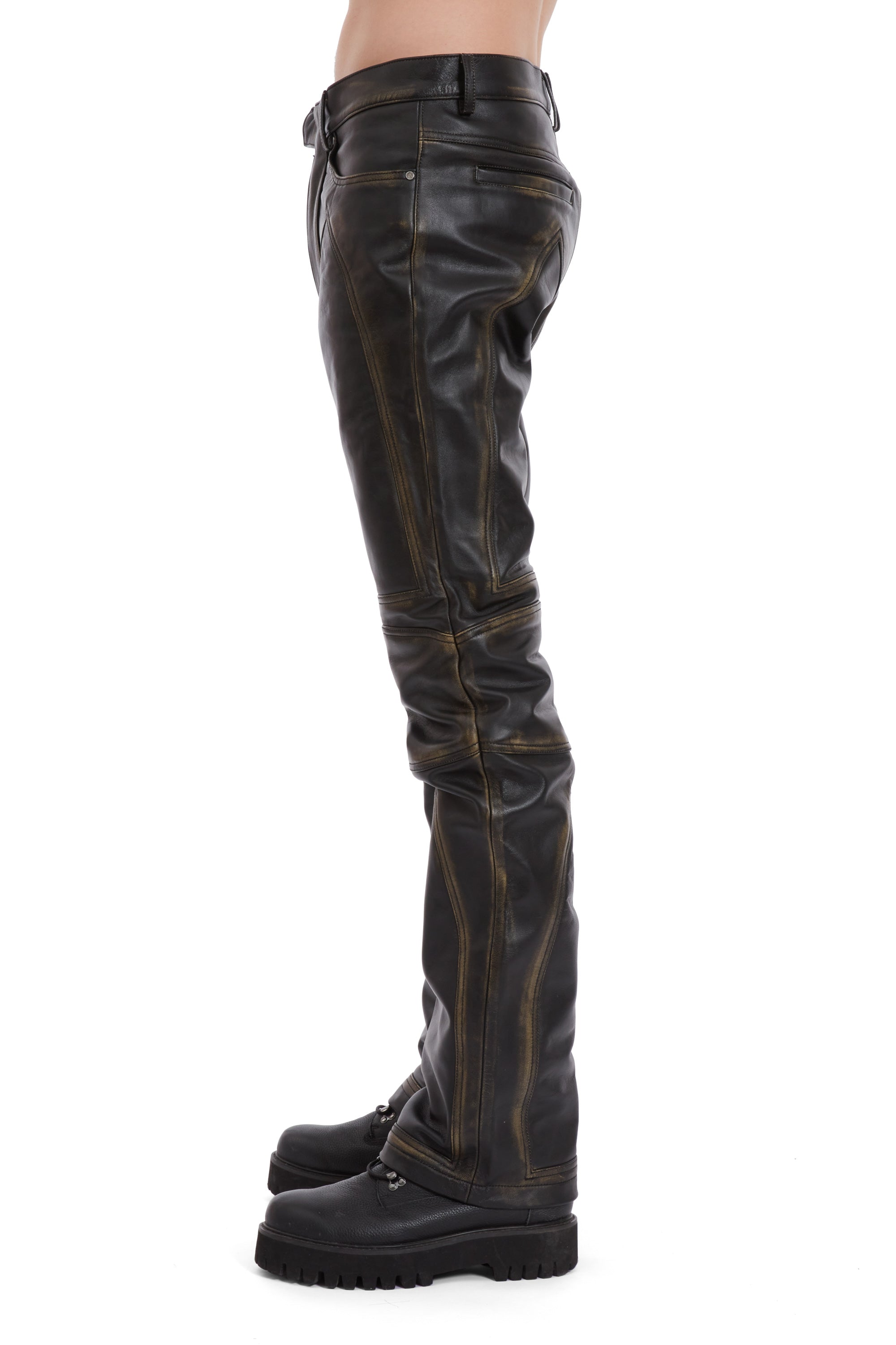 RUB OFF LEATHER MOTO PANTS