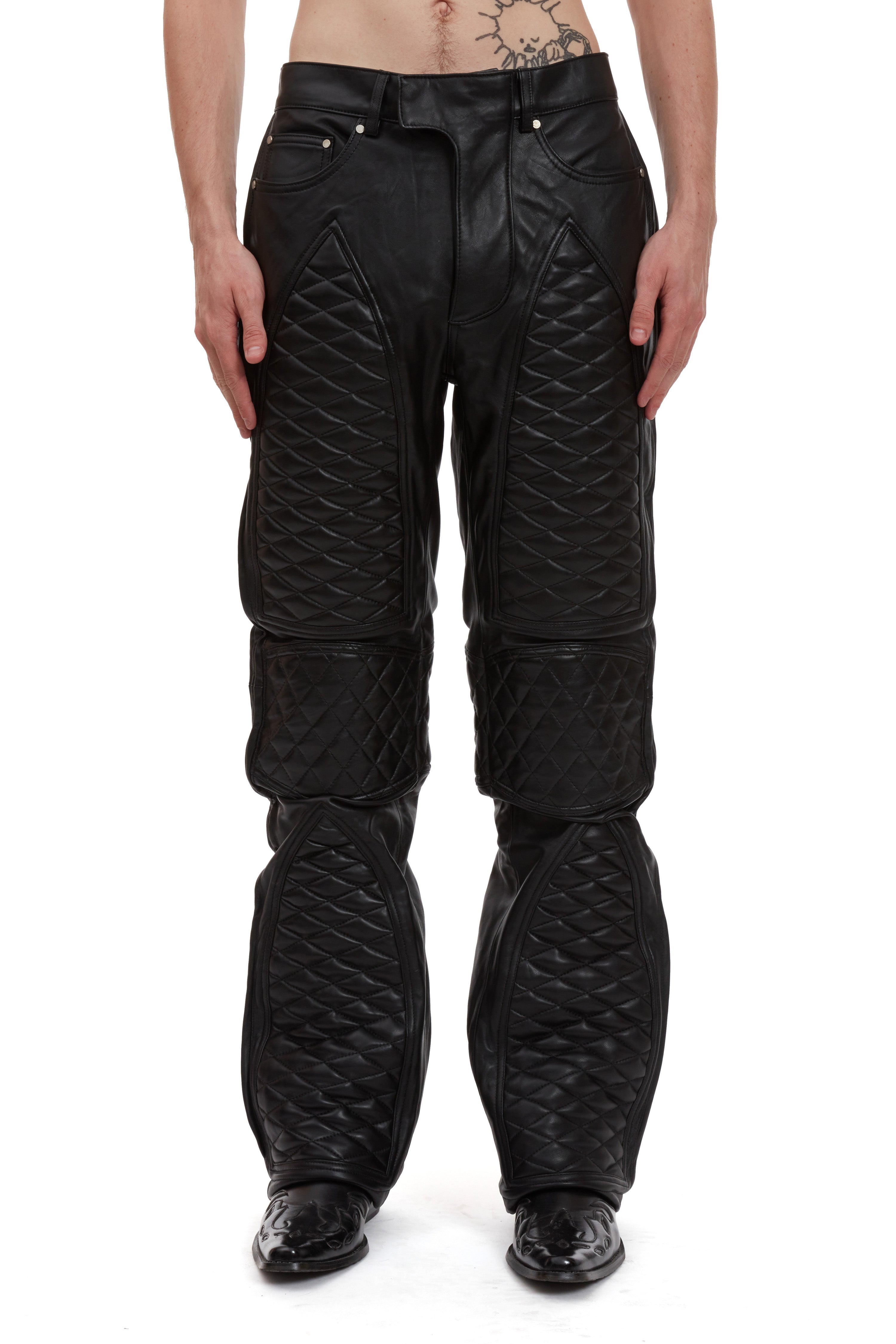 PLEATED MOTO DENIM