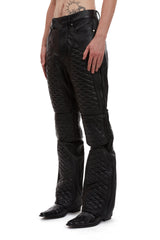 PLEATED MOTO DENIM