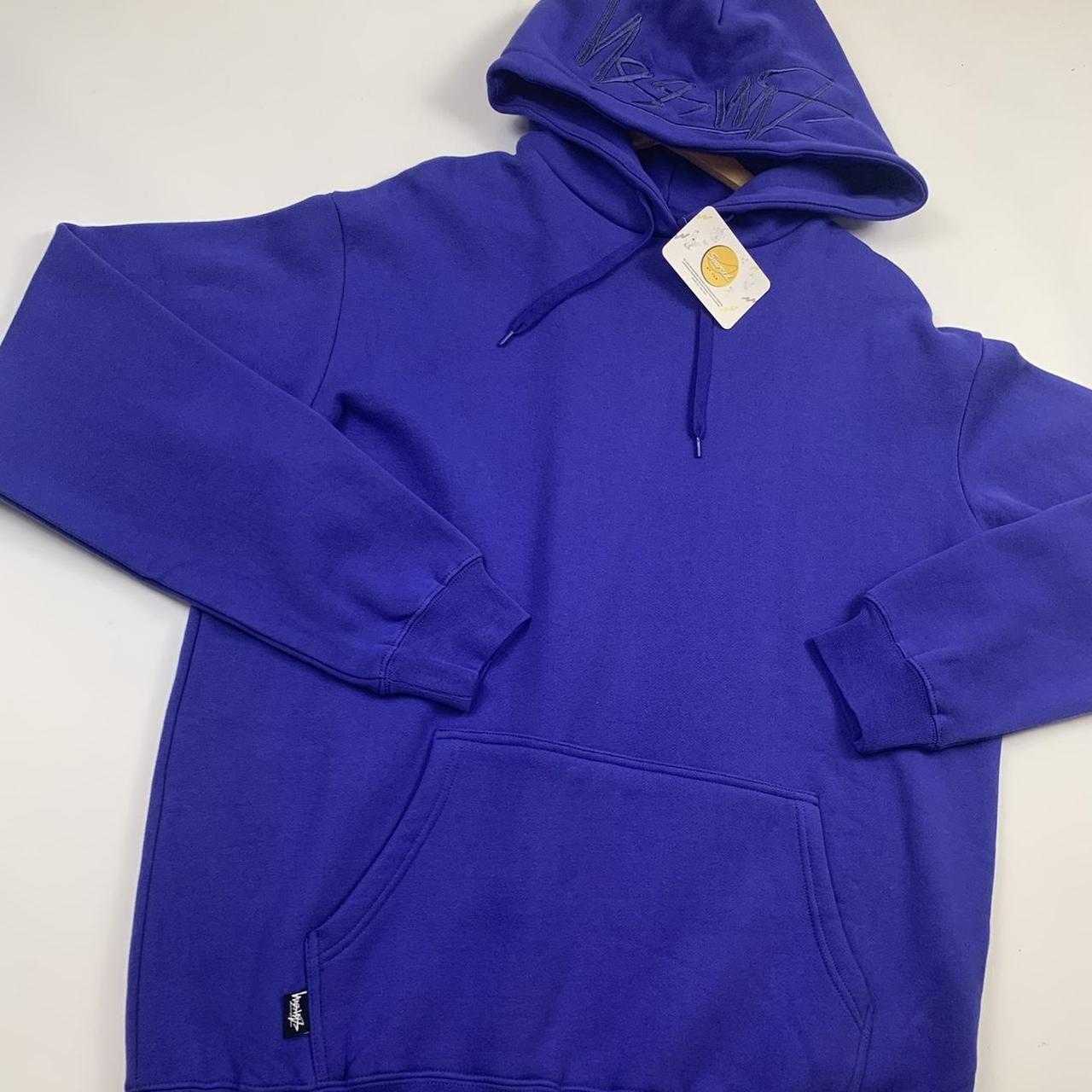 Stüssy Blue Hoodie Spell-out On Hood (XL)