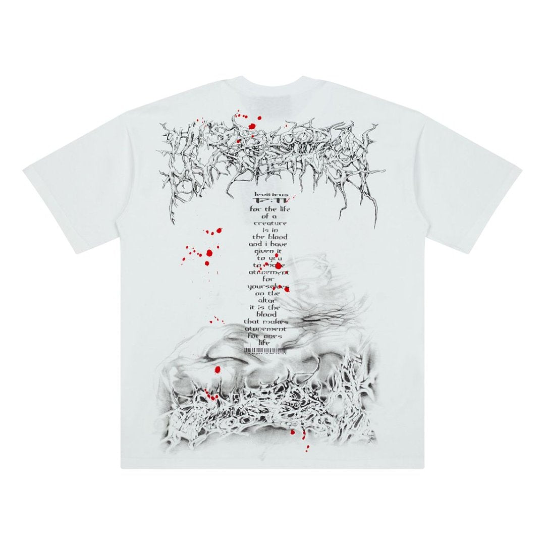 Hellstar Abstract Bleed Graphic T-Shirt (White / Red)