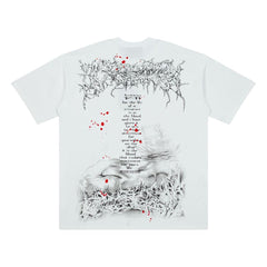 Hellstar Abstract Bleed Graphic T-Shirt (White / Red)