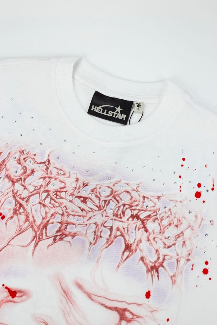 Hellstar Abstract Bleed Graphic T-Shirt (White / Red)